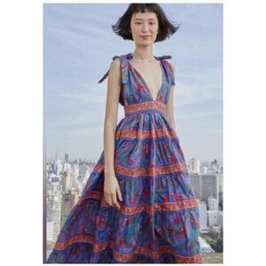 House Of Harlow 1960 Tahiti Parrot Maxi Dress S Blue Boho Retro Resortwear